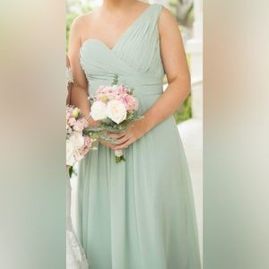 BILL LEVKOFF Sage Green/Pistachio Bridesmaid dress. One shoulder gown.